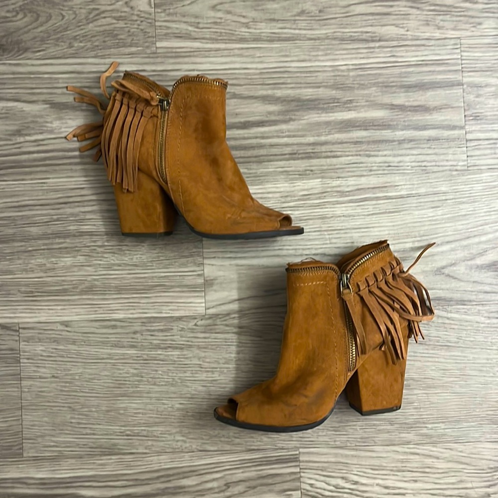 Brown heeled booties